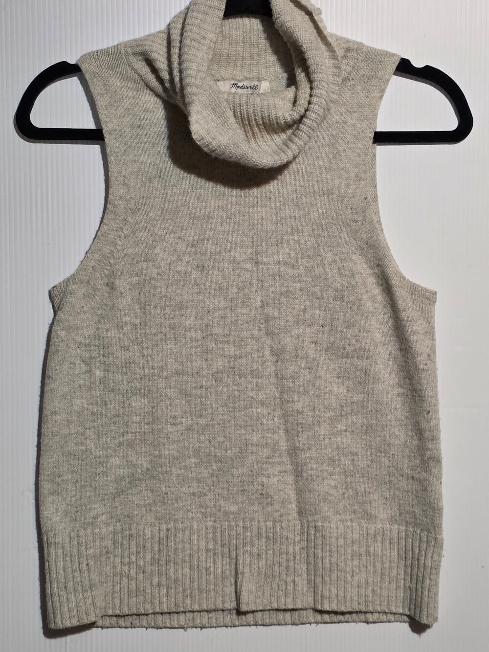Madewell S Heather Grey Wool Turtleneck Sweater Vest Sleeveless Layering Chic